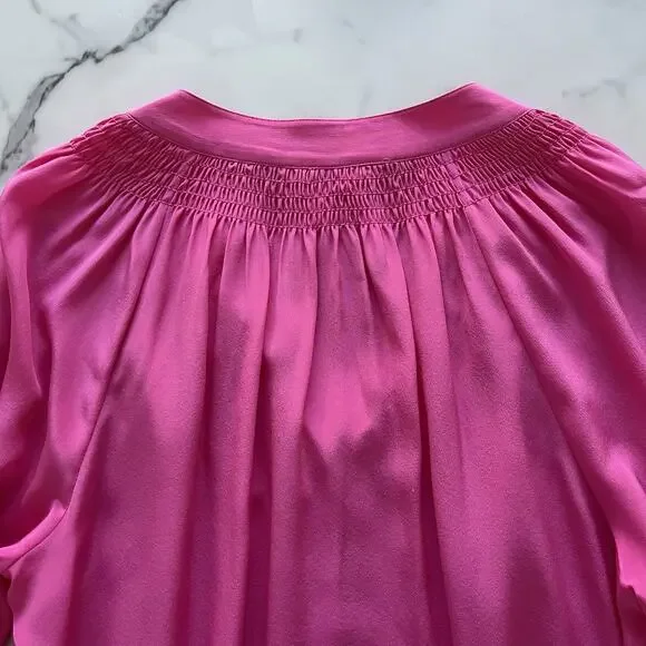 Lilly Pulitzer Elsa Silk Blouse In Roxie Pink Size Large Preppy Chic Summer Top - Picture 8 of 12